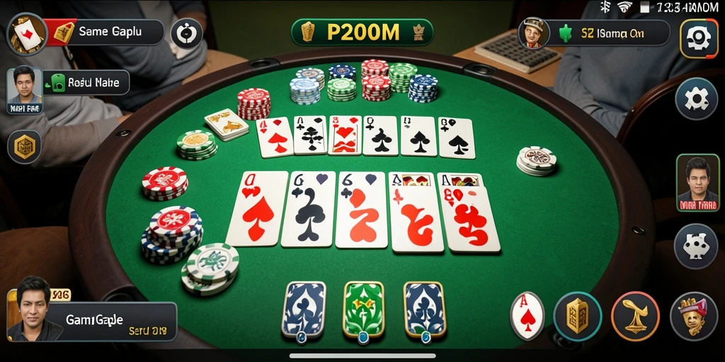 Screenshot gameplay P200M menunjukkan keseruan bermain Gaple.